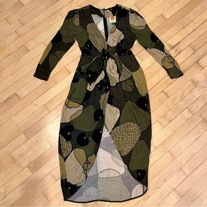 Farm Rio Green Military Cashew Pattern Dress
